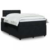 Gossi pat box spring cu saltea, negru, 120x200 cm, catifea