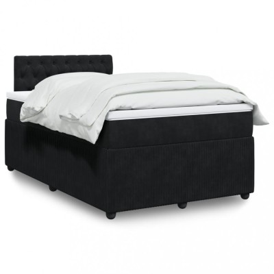 Gossi pat box spring cu saltea, negru, 120x200 cm, catifea foto