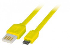 Cablu USB 2.0 la micro USB-B Flat reversibil 0.5m Galben, Lindy L30905*