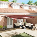 vidaXL Marchiză manuală retractabilă cu LED &icirc;n portocaliu și maro, 500x350 cm