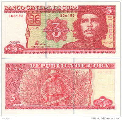 !!! CUBA - 3 PESOS 2005 - P 127 b - UNC / SERIA FB - 05 / AN F. RARR foto