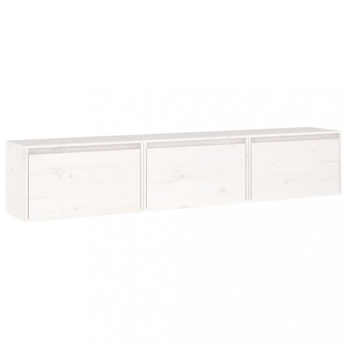 Comode TV, 3 buc., alb, lemn masiv de pin