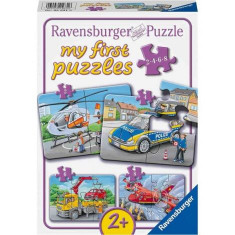 Puzzle Set 4 Buc Vehicule De Urgenta, 2/4/6/8 Piese