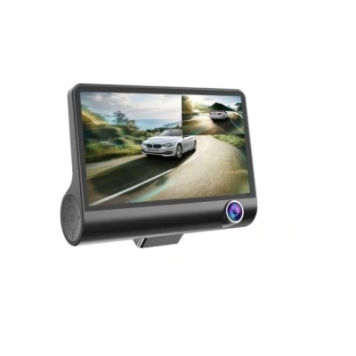 Camera Video Auto de Bord Tripla, Full-HD, 3 Camere - Fata/Spate/Interior, Display 4 Inch, G Senzor, 170 grade, Negru foto