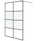 Perete cabina dus walk-in negru 140x195 cm sticla ESG semi-mata