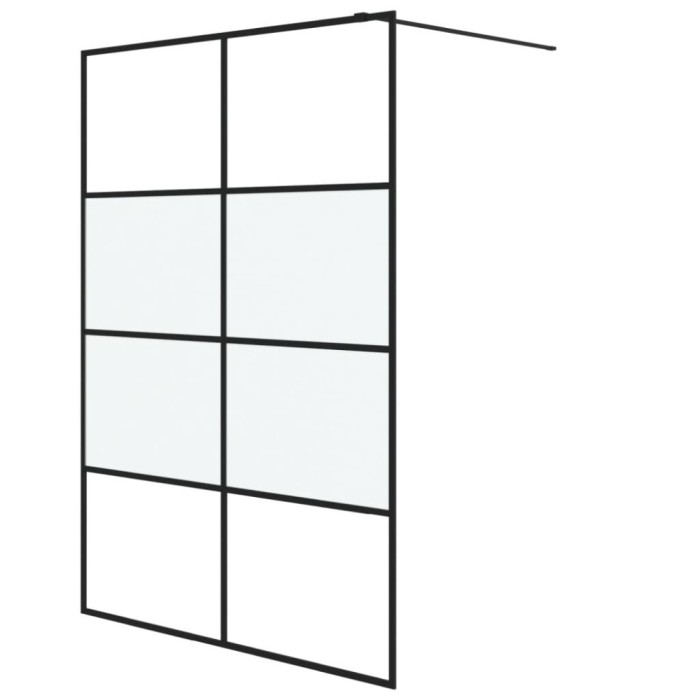 Perete cabina dus walk-in negru 140x195 cm sticla ESG semi-mata