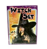 Set Deghizare Vrajitoare Copii, Pălărie, Nas, Barbă, Dinți, Unghii, Costume Halloween, +3 Ani, Mărime Universală