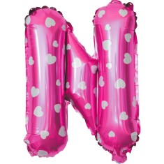 Balon Folie Metalizata Litera N, Pai inclus Roz