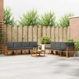 vidaXL Set de canapele de exterior cu pernă 9 pcs Natural și Antracit 3366180