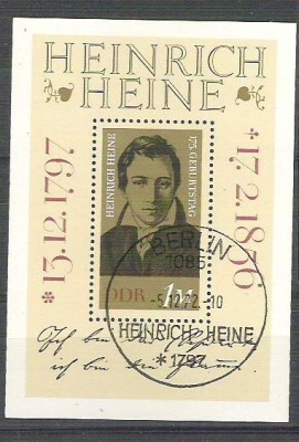 Germany DDR 1972 Heinrich Heine, perf. sheet, used H.032 foto