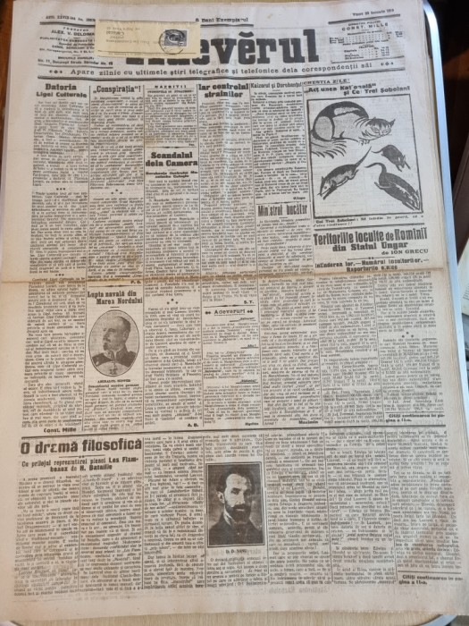 adevarul 30 ianuarie 1915-primul razboi mondial,ionel si vintila bratianu