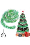 10M Ghirlandă de Crăciun din Tinsel, Ghirlandă de Crăciun lucioasă cu 1 foarfece, Ghirlandă decorativă de Crăciun