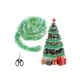10M Ghirlandă de Crăciun din Tinsel, Ghirlandă de Crăciun lucioasă cu 1 foarfece, Ghirlandă decorativă de Crăciun