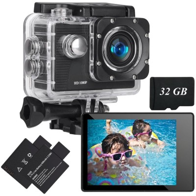 Camera Video Sport WiFi, cu Card 32GB, 1080P/30FPS, 12MP, Ecran LCD 2.0&amp;rdquo;, Unghi 170&amp;deg;, Rezistenta la Apa 30M, Time Lapse, Mod Auto, 2 Baterii, Accesori foto