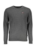 Cumpara ieftin Pulover DAMAVAND barbati, cu mini logo brodat, Regular fit, Gri inchis (Marime:, S