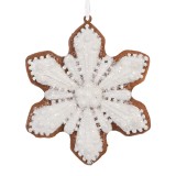 Cumpara ieftin Set 2 ornamente Fulg Zapada polirasina maro alba Craciun 9x1x10 cm
