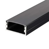 Profil aluminiu negru pentru banda LED, 2 m, 24 x 10 mm, Rovision
