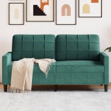 VidaXL Canapea cu 2 locuri, verde &icirc;nchis, 140 cm, catifea 4007626