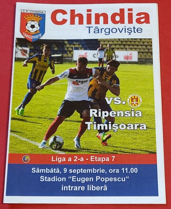 Program meci fotbal &quot;CHINDIA&quot; TARGOVISTE - RIPENSIA TIMISOARA (09.09.)