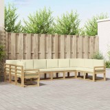 vidaXL Set de canapele de exterior cu pernă 10 pcs Alb și crem 3388289