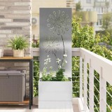 Cumpara ieftin Ghiveci de Grădină cu Panou Decorativ Argintiu 50 x 140 cm