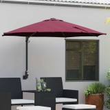 vidaXL Parasol de grădină montat pe perete cu LED-uri roșu Bordeaux, 248 cm