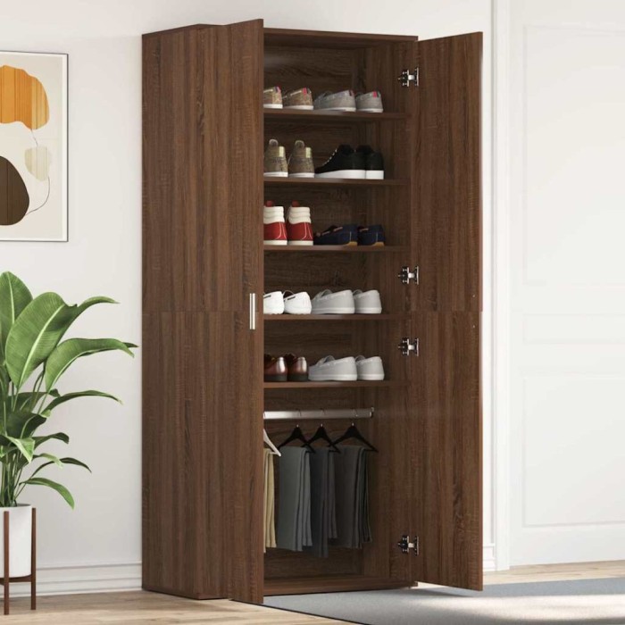 vidaXL Dulap pentru pantofi cu ușă Maro 80 x 39 x 180 cm Lemn compozit