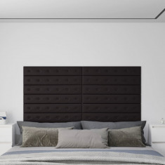 vidaXL Panouri perete 12 buc. negru, 90x15 cm piele ecologică 1,62 m²