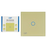 Intrerupator simplu cu touch PNI SH101G din sticla, Gold cu LED indicator culoare auriu