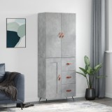 vidaXL Dulap &icirc;nalt, gri beton, 69,5x34x180, lemn compozit