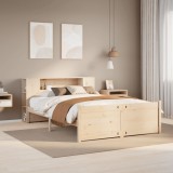 vidaXL Pat cu bibliotecă fără saltea, 135x190 cm, lemn masiv de pin 3322431
