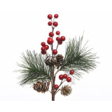 Cumpara ieftin Ornament - Spray Plastic Foam Berries, Pinecones - Red | Kaemingk