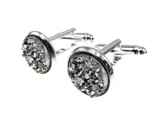 Butoni camasa cu rasina druzy argintiu deschis 12 mm