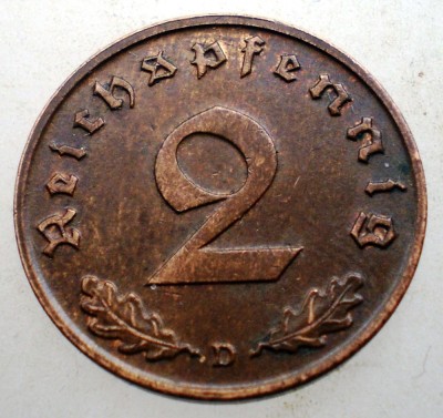 2.821 GERMANIA 2 REICHSPFENNIG 1938 D foto