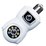 Camera video de supraveghere Damar E9, Tip bec, 360&deg;, Dubla lentila, Fixa si Mobila, Interior/Exterior, Wifi, 2MP, Rezolutie 1920*1080 Full HD, Rotire