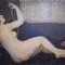 Tablou mare și vechi, ulei pe carton. C. Stăncescu, fara rama, 70 x 100, Nud