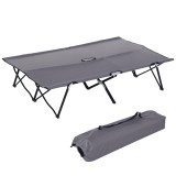 Outsunny Pat de camp pliabil dublu 2 persoane 193 x 125 x 40 cm poliester Oxford metal gri | Aosom Romania