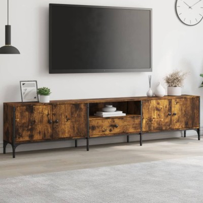 vidaXL Comodă TV cu sertar, stejar fumuriu 200x25x44 cm lemn prelucrat 838990 foto