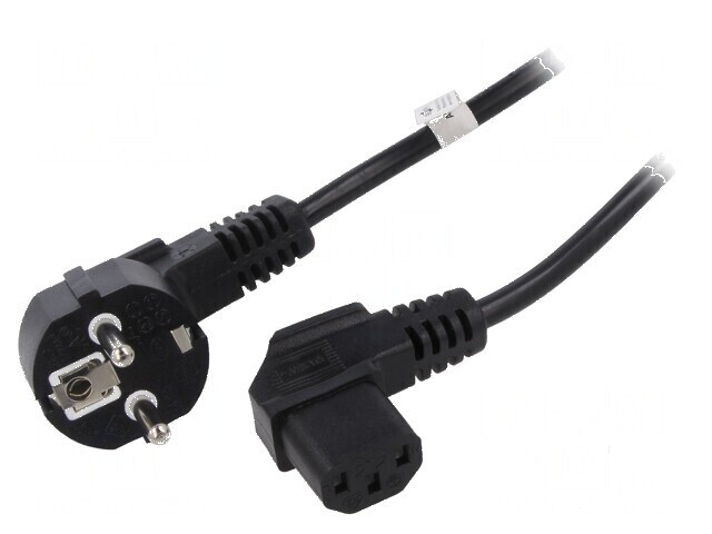 Cablu CEE 7/7 unghi 90&deg; cu ştecăr IEC C13 mamă PVC