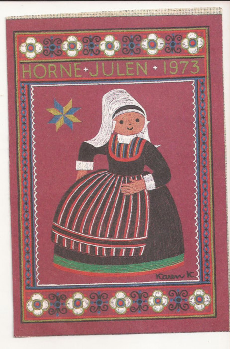 TD5 -Carte Postala- DANEMARCA - Horne Julen 1973, circulata 1989