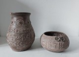 Lot 2 vase ceramica decorativa Handmade in Greece stil antic / replici ale vaselor antice grecesti / suvenir Grecia
