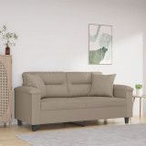 VidaXL Canapea cu 2 locuri, cu perne, gri taupe, 140 cm, microfibră