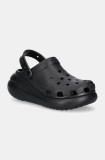 Crocs papuci Classic Crush Clog femei, culoarea negru, cu platformă 207521