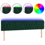 Cumpara ieftin Tablie de pat cu LED, verde inchis, 180x7x78/88 cm, catifea