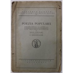POEZIA POPULARA , DISCURS ROSTIT de MIHAIL SADOVEANU LA ACADEMIA ROMANA , 1923