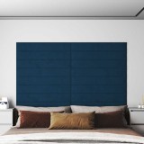 vidaXL Panouri de perete 12 buc. albastru 90x15 cm catifea 1,62 m&sup2;