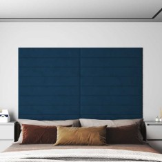 vidaXL Panouri de perete 12 buc. albastru 90x15 cm catifea 1,62 m&sup2; 343890