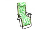 Sezlong-Scaun camping cu tetiera, din panza cu model, 120 KG, structura metalica, verde, Gimihome