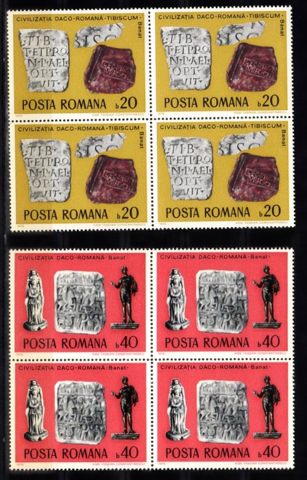 A11 TX10 2 - 1976 - Arheologie daco-romana - perechi de cate patru timbre