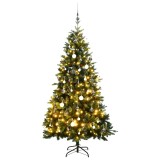 Brad Crăciun artificial articulat cu 150 LED-uri/globuri 120 cm